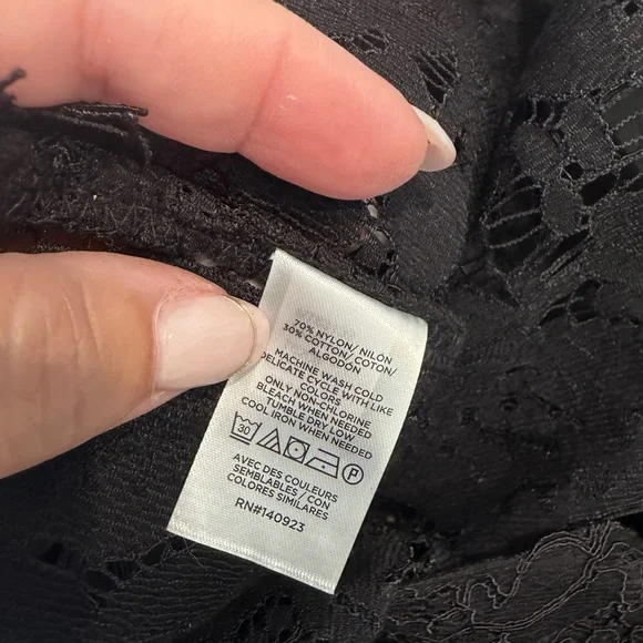 LOFT Black Lace Button-Up Blouse - Picture 5 of 6